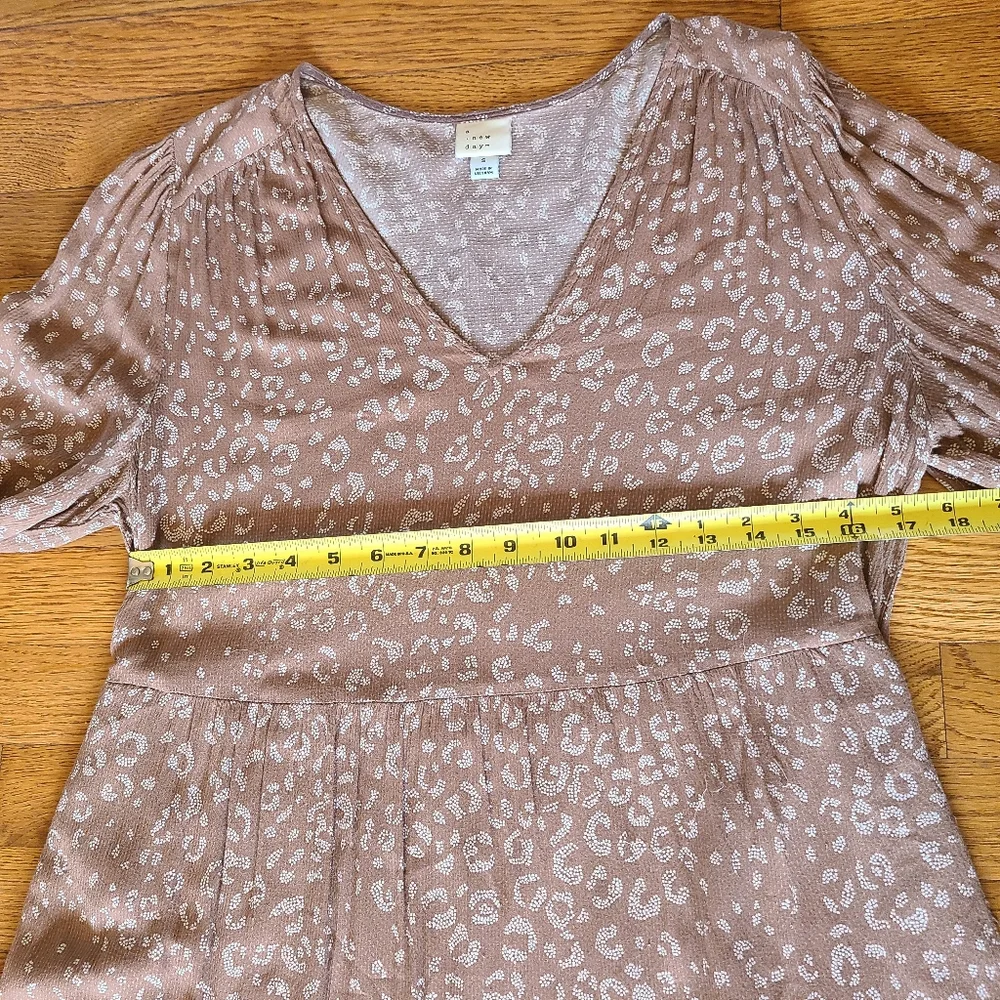 Floral Neutral Brown Long Sleeve Dress S/M
